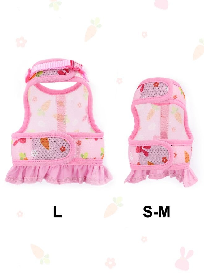 cyhaen Rabbit Harness and Leash Set,Proof Walking Escape Cute Floral Mesh Vest Breathable Rabbit Costumes for Bunny, Hiking, Training for Ferret Kitten Puppy Small Animals Pink S - Image 5